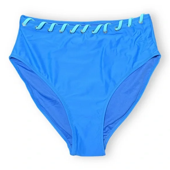 Medium Blooming Jelly Bikini Two Piece Blue Laced High Waist - Picture 4 of 7